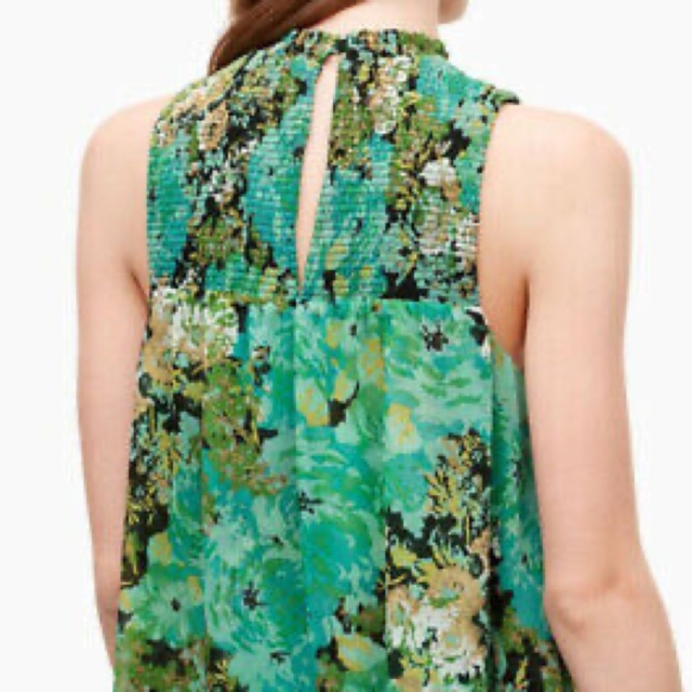ARITZIA LITTLE MOON Smocked Floral Tank, Green,‎ M - Picture 2 of 8